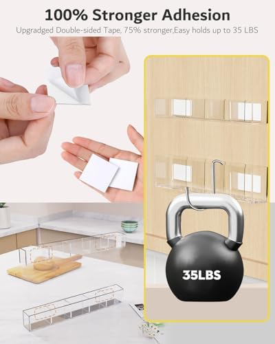 Upgraded 9.5'' Large Acrylic Straw Holder for Cabinet Door, Adjustable Space-Saving Straw Organizer Storage Dispenser for Cabinet with Ultra Sticky Adhesive Strips, 2-Part Rack, Drainage Holes - Image 5