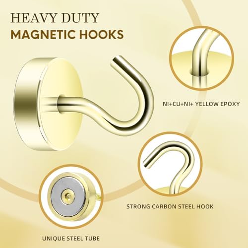 Neosmuk Magnetic Hooks Steel Tube Design for Cruise,40lb+ Gold,10 Pack - Image 6
