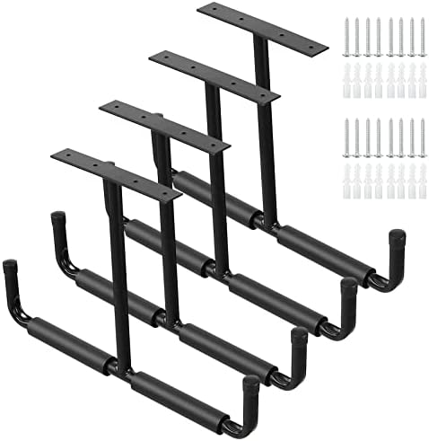 Overhead Garage Storage Hooks, Heavy Duty Ceiling Mount Rack, 4 Pack Black by Ihomepark