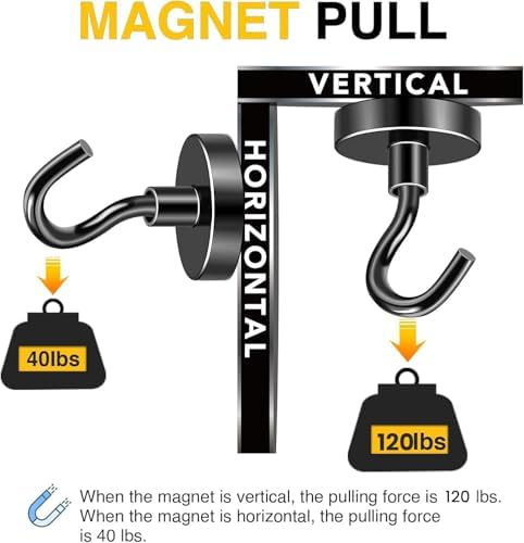 DIYMAG Magnetic Hooks 20pcs 120lbs Cruise Essentials 2026 Magnet Hook Black - Image 4