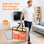 BlissTotes Moving Bags 40L 6PCS, Clear Clothes Storage Under Bed Storage | Foldable Clothes Storage Bags with Sturdy Zippers & Handles for Comforter, Bedding, Books, Sheet, Transparent Containers - Image 2