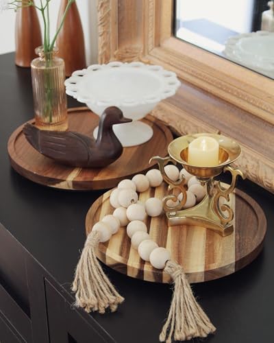 LAMU 11'' Acacia Wood Lazy Susan Organizer for Table Top, Lazy Susan Turntable for Cabinet, Kitchen, Countertop, Pantry Organization - Image 4