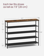 VASAGLE 5-Tier Shoe Rack, 20-24 Pairs, Steel Frame - Image 3