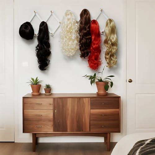 SKOLOO Accordion Wall Hanger with 16 Hooks, Modern Expandable Coat Rack Hat Rack for Wall, Solid Wooden, Natural on White - Image 6