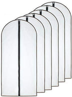 Garment Bags for Hanging Clothes (Set of 6) Black Side Breathable Garment Bag Clothes Cover Clear Full Zipper Bags for Suit Clothes Storage (24'' x 48'', Black) by HomeClean