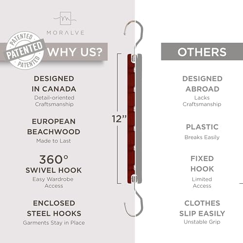 MORALVE Space Saving Hangers for Closet – 4 Pack European Beechwood 6-Tier Shirt Organizer with 360° Swivel Hook – Collapsible Clothes Hanger for Closet Organization (Hangers Not Included) - Image 5