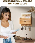 Rebee Vision Mail Organizer Wall Mount with Drawer for Entryway,Light Brown - Image 3