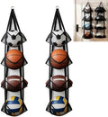 2 Pack Hanging Ball Storage Organizer, 4-Tier Mesh Holder for Basketballs, Soccer Balls and Toys, Space-Saving Ball Organizer for Kids Room, Garage & Home Ball Storage Solution (Black) by Unknown
