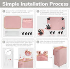 Goodpick 100L Large Rolling Laundry Basket with Wheels and Lid, Pink - Image 6