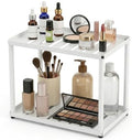 2 Tier Bathroom Counter Organizer, Rectangular Vanity Organizer Shelf, Skincare and Makeup Countertop Storage Rack for Kitchen, Bathroom, Bedroom,White by Unknown