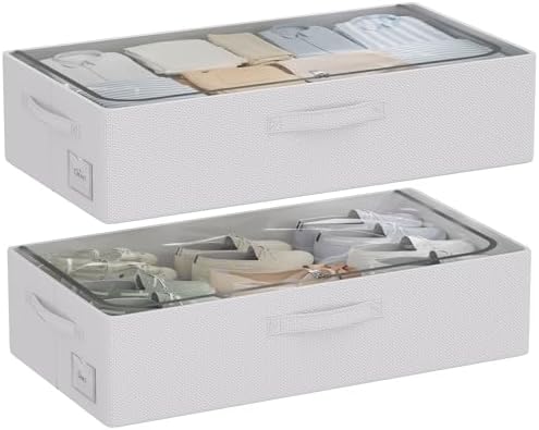 CYhom Under Bed Storage Bins Frame Storage Box Oxford Fabric Sturdy Underbed Container Foldable Stackable Large Capacity Clothes Organizer by CYhom