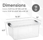 Superio 11 Quart Clear Plastic Storage Boxes with Lids, Stackable Organizer Containers, BPA-Free Storage Bins for Home, Office, School & Dorm, 3 Pack - Image 2