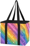 Trunk Organizer Collapsible Car Organizer with Handle Car Storage Box Bin for Groceries SUV Utility Tote Bag Portable Vehicle Container Stars and Vibrant Rainbow Stripes by WelcometoElliTarr
