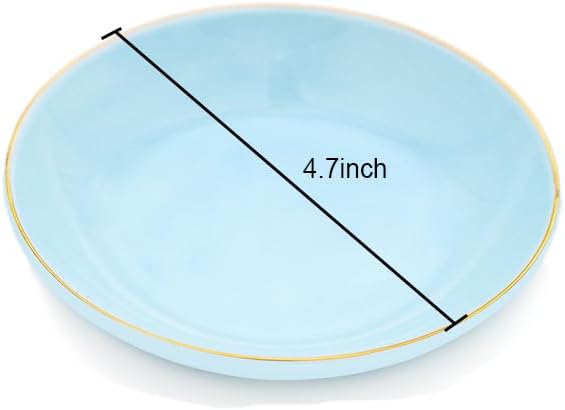 HANKOR 4.75" Ceramic Jewelry Tray, Small Ring Dish Holder Trinket Tray, Catch All Trays for Ring Earring Necklace Key, Christmas Gifts for Women Girls (Light Blue) - Image 5