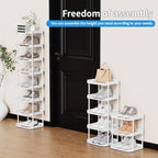 Narrow Shoe Storage Rack, Compact Single Shoerack Stand for Slim Space, Stackable Tall Thin Show Tower, Solid Plastic Shelves, for Hallways, Kitchens, Bedrooms Tidy Organizer (White, 8 Tier) - Image 4