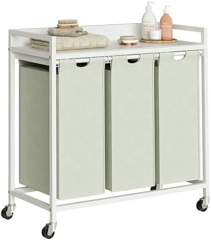 Herture Laundry Hampers with Shelf, Laundry Basket 3 Section, 3 x 15.87 Gal by Herture