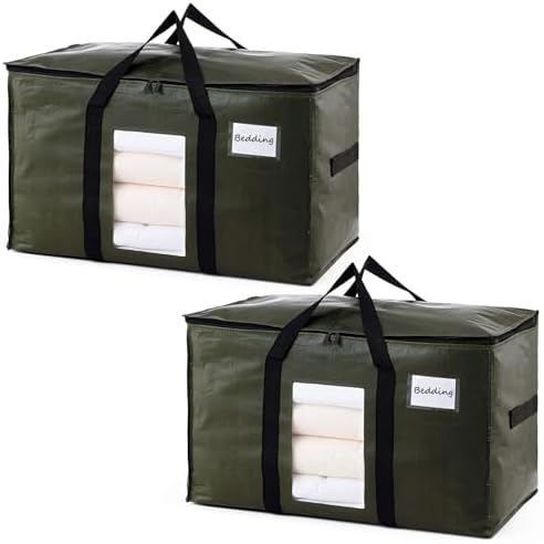TAILI 2 Pack Green Extra Large Moving Bags,Storage Bag with Visible Window by TAILI