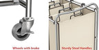 Simple Houseware Heavy Duty 3-Bag Laundry Sorter Rolling Cart, Chrome - Image 4