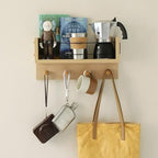 Entrance Coat Rack ，Coat Hooks, Wall-Mounted Wooden Hook Rack, Wall-Mounted Shelves are Very Suitable (Oak Color Finish-B-1) - Image 3