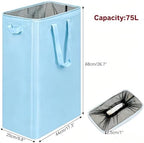 efluky Slim Laundry Basket, Narrow Laundry Hamper with Handles, Collapsible Dirty Clothes Hamper, Tall Laundry Bin for Laundry Room, Dorm and Bedroom, 19.8 Gallon (75L) Sky Blue - Image 2