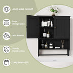 Smuxee Black Bathroom Cabinet Wall Mounted with Towels Bar, Medicine Cabinet with 2 Door Adjustable Shelves, Over Toilet Cabinet for Bathroom Laundry Room Kitchen - Image 6