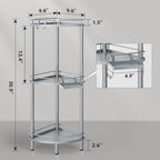 ELYKEN Corner Shower Caddy Standing, 3 Tier Metal Shower Organizer, Silver - Image 2