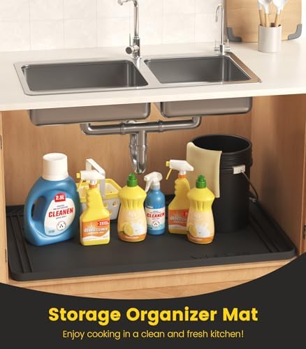 Under Sink Mats for Kitchen Waterproof 34"x22",Black - Image 2