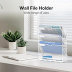 4-Tier Wall File Organizer and Mail Organizer with 5 Hooks, White - Image 6
