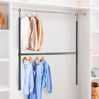 Simple Houseware Adjustable Closet Hanging Rod, Black - Image 6