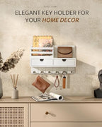 Rebee Vision Key Holder Wall Mount with 2 Drawers for Aesthetic Room, White - Image 4