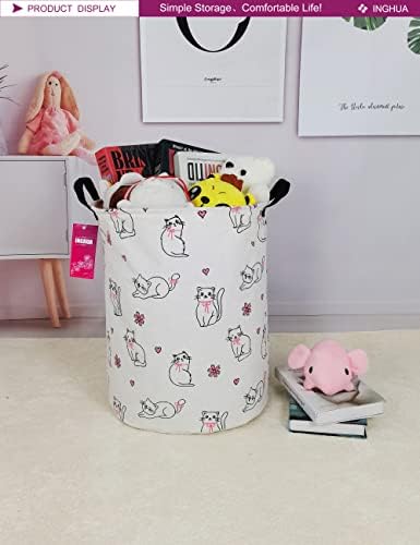 Laundry Hamper Large Canvas Fabric Storage Basket Love cat - Image 3