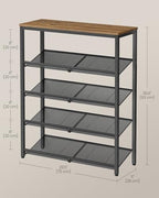 VASAGLE 5-Tier Shoe Rack, Adjustable, Freestanding - Image 3