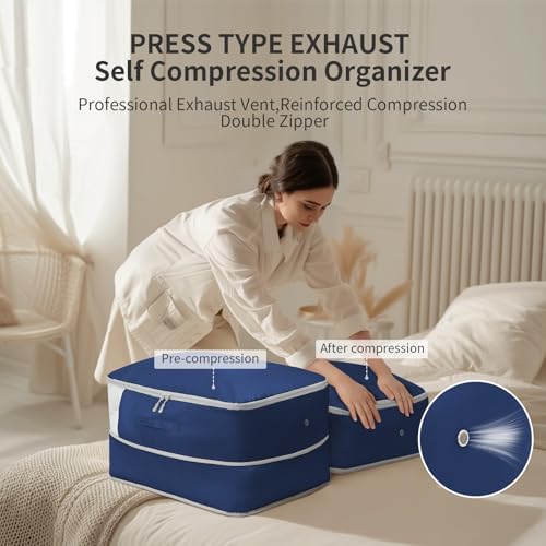 DIMJ Comforter Storage Bag 4 Pack - Blanket Storage Organizer Compression Bags, Large Capacity Ultra Space Saving Self Compression Organize for Bedding, Pillow, Duvet, Sheet Storage with Zipper Window - Image 2