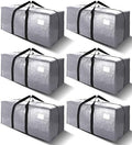 6 Pack Heavy Duty Extra Large Moving Bags W/Backpack Straps - Strong Handles & Zippers, Storage Totes For Space Saving, Fold Flat, Alternative to Box and Bin (40 gal, Silver) by VELVETSURE