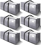 6 Pack Heavy Duty Extra Large Moving Bags W/Backpack Straps - Strong Handles & Zippers, Storage Totes For Space Saving, Fold Flat, Alternative to Box and Bin (40 gal, Silver) by VELVETSURE