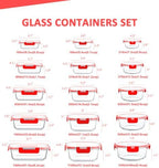 KOMUEE 30 Pieces Glass Food Storage Containers Set, Red - Image 2