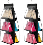 HAN SHENG 6-Pocket Clear Hanging Purse Organizer for Closet, Black, 2 Pack by HANSHENG