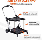 2-Tier Collapsible Office Utility Cart with Wheels – Heavy Duty Folding Mobile Trolley for Multi-Purpose Storage – Black – 2 Cargo Boxes - Image 3