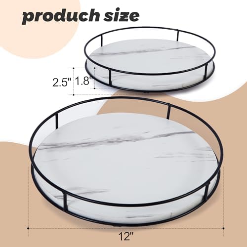 12 Inch White Wood Lazy Susan,360° Decorative Turntable for Countertop - Image 3