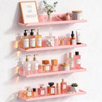 Lifewit Acrylic Floating Shelves for Bathroom 14" Pink, 4 Pack by Lifewit