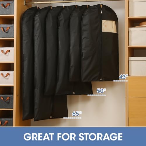 Dress Bags for Gowns, 65'' Long Garment Bags for Hanging Clothes, Dress Garment Bag, Black Dress Bag with Clear Window for Dresses, Coats, Uniforms（2 Packs） - Image 5