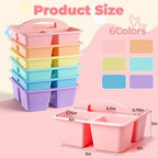 Kathfly 6 Pack Classroom Caddy Organizer with Handle, Plastic Art Craft Cleaning Caddy Bulk, Small Multipurpose Supply Organization Storage Basket for Table Desk Office Pencil Teacher (Macaron Color) - Image 3