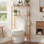 Over The Toilet Storage, Freestanding 2-Tier Bamboo Bathroom Shelves, Above Toilet Organizer for Home Washroom, Bathroom Decor (Natural) by AUGOHCMIL