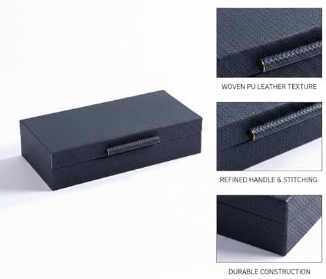 Dark Gray Woven PU Leather Catchall Tray for Desk, Vanity, and Entryway Organization - Image 6