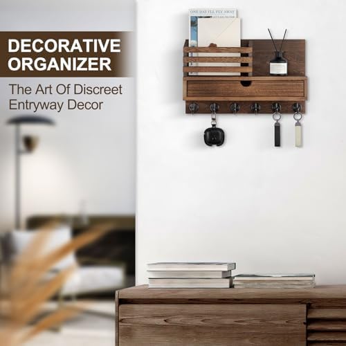 Key Holder Wall Mount, Mail Holder with Storage Drawer - Image 4