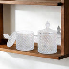 2 Pack Qtip Holder Apothecary Jars with Lid, Thick Glass, Iridescent Clear - Image 6