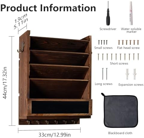 Rustic wall mail organizer,Key and Mail File Holder for Wall Mount - Image 2