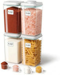 Airtight Food Storage Containers Set with One-Touch Lid, 4-Pack (4.22 QT / 4.0 L) Best Value Stackable Durable PET for Complete Kitchen Pantry Organization by EQI
