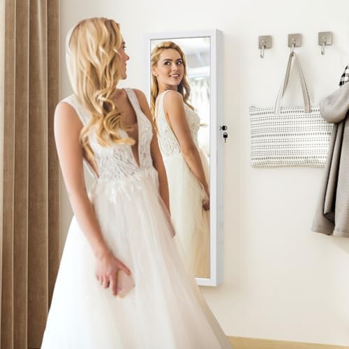 Jewelry Armoire Door Wall Mounted Mirror with Storage And Drawers - Image 2