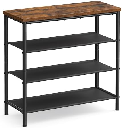 VASAGLE 4-Tier Shoe Rack, 9-12 Pairs, Steel Frame by Unknown
